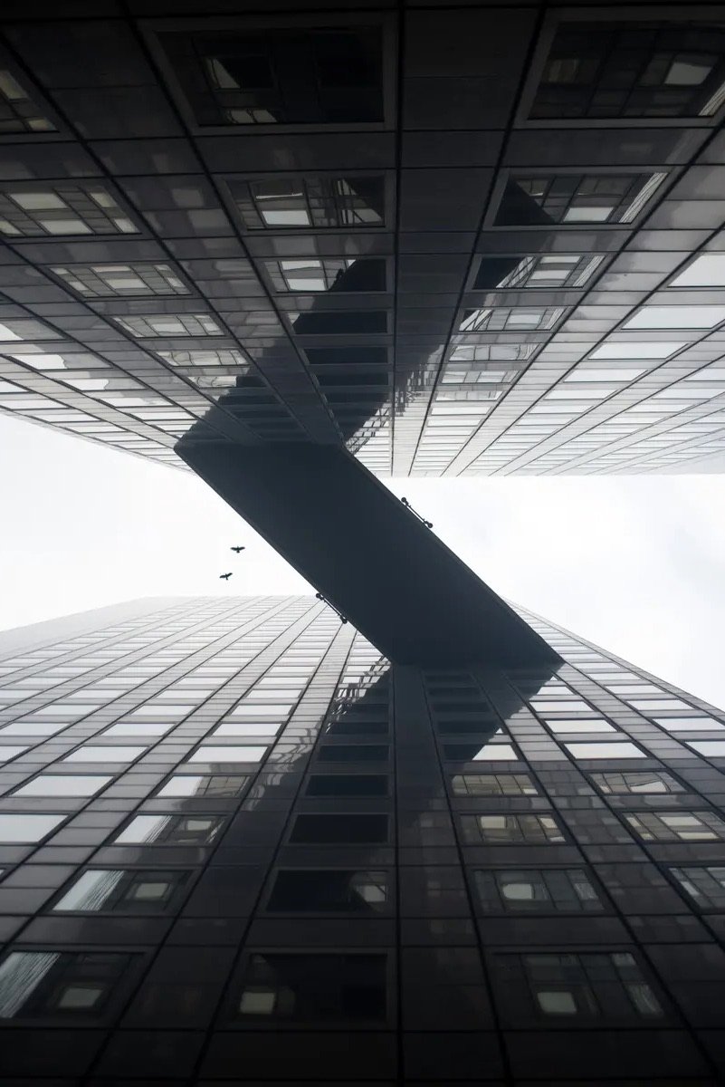 Two towers joined high up by a skywalk